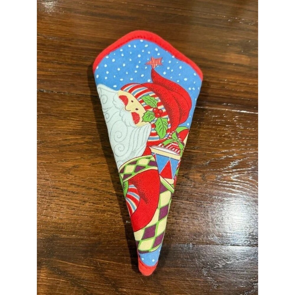 Vintage Style Christmas Santa Fabric Scissors Holder Quilted Sewing